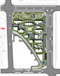 小区景观方案彩平ps素材住宅居住大区景观规划环形跑道psd彩平图