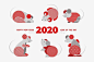 2020年的RAT。 鼠是2020年农历新年的象征。 假日vect，#AFF，#中文，#符号，#矢量，#假日，#年份#ad