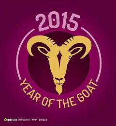 2015金色羊头新年贺卡矢量素材