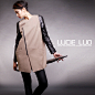 ALY/LUCIE LUO设计师品牌原创新款拼羊皮皮袖咖啡色羊皮拼接大衣