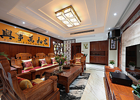 中式风格客厅背景装修风格 中式风格客厅装...