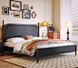 法式床复古轻奢实木床1.5米黑色双人主卧婚床美式简约家具欧式床-淘宝网