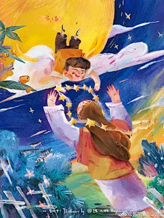 #汪小伦课堂# 
这几天读了些文学书，学着朋友安排生活。早起看书，接近中午的时候做饭遛狗，还挺喜欢这样去画画的，出的图也蛮有诗意。
很开心，希望这样的安排能稳定一段时间。
对了有录新风格的视频~也欢迎三连，过两天发出来。
#每日一画##故事力插画# 插画 儿童插画 ​​​​