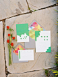 bright geometric wedding invitations