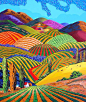 艺术家 Gene Brown 笔下色彩艳丽的田园风光。