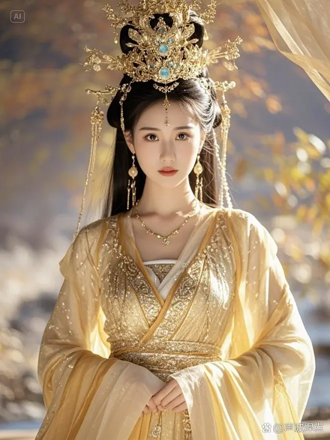 瑶姬仙子现身，金色纱裙与琉璃梳多...@声波焊点的动态-花瓣网