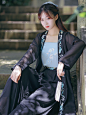 独步寻花黑色褙子清水溪汉初原创刺绣纱衫仙气夏季2019改良汉服-淘宝网