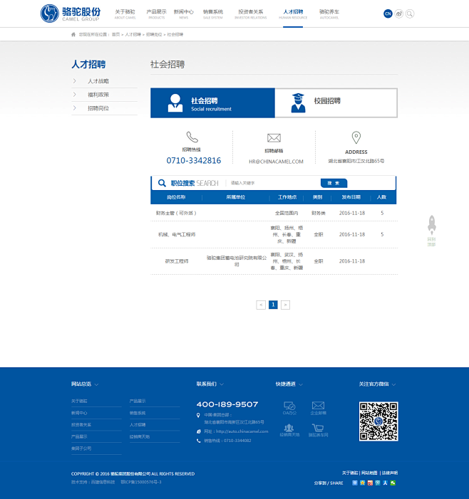 社会招聘 - 骆驼集团股份有限公司--储...