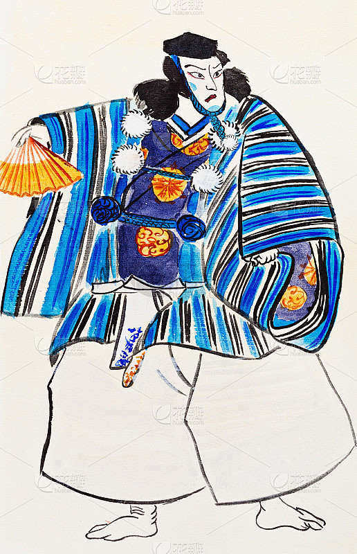 穿着传统服饰的日本武士