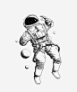 手绘宇航员图宝宝 https://bao16.com 卡通宇航员 航天服 宇航员免扣元素 素描宇航员