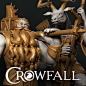 Crowfall - Statues , Eric Hart : I had the opportunity to make these two statues for Crowfall. These are found in the main city as well as in outposts around the world.