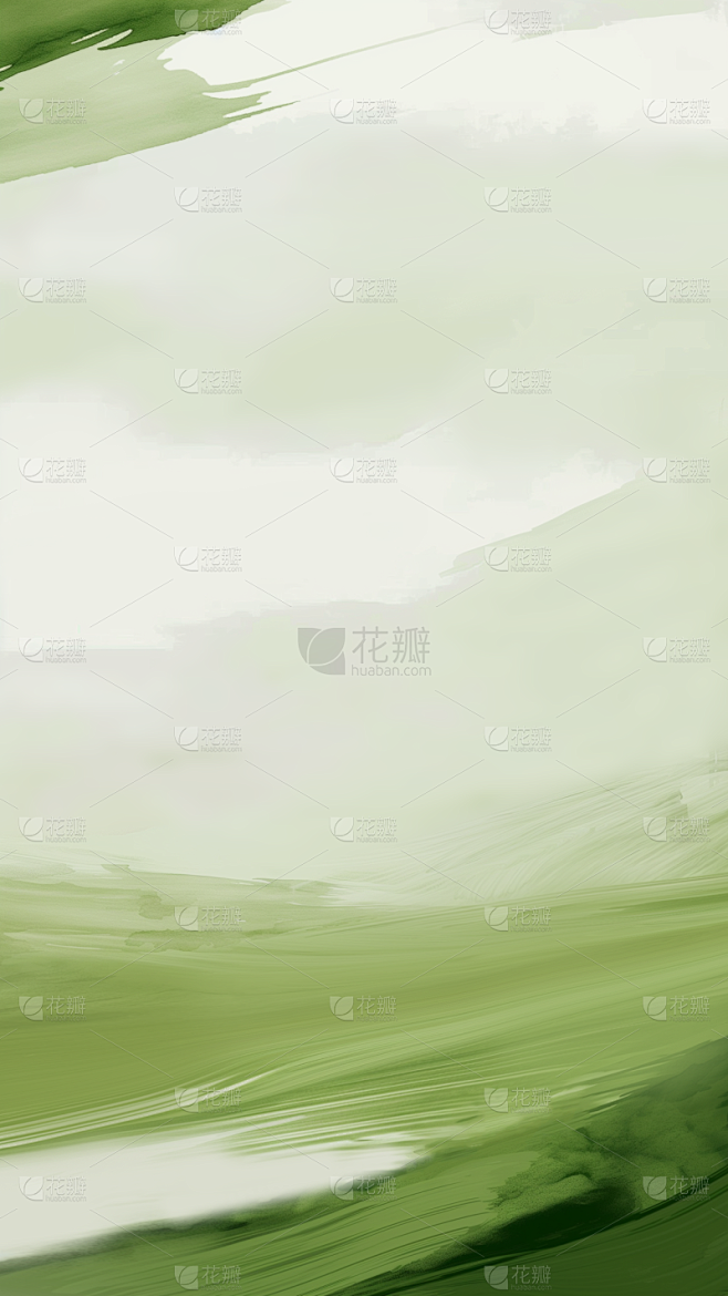 处暑绿色笔刷写意通用背景素材