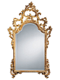 Inviting Home - Italian Wall Mirror - Italian style hand-carved wall mirror in antiqued gold leaf finish; 43"W x 73-1/2"H x 4"; hand-crafted in Italy; This elegant carved wood mirror is hand crafted in 18th century Italian style. Decorative