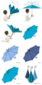 由日本+D设计的反向（UnBRELLA），将整个雨伞的结构与折叠方式完全颠倒，使得雨伞的骨架移到了雨伞外面，防止被大风吹翻。打湿的那面将被收纳在里面，不用担心弄湿衣服。折叠起来后还可稳稳地直接放在地上。有售：h-concept.jp。