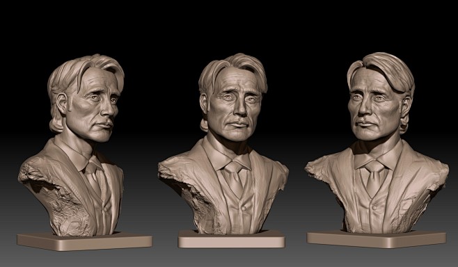zbrush头像雕刻《拔叔》模型 - 角...
