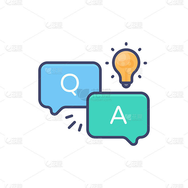 Q & A图标在向量。标识