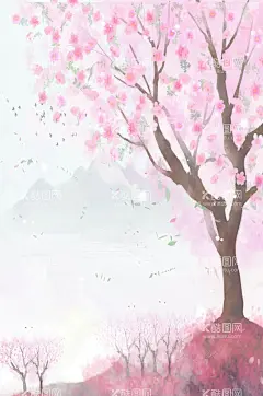 中国风桃花山水背景  - 源文件下载【酷图网】桃花背景,桃花装饰,春天海报,宣传海报,唯美海报,古风插画,国画山水,国潮插画,水墨山水画,中式装饰画,春天,粉色系,春天背景,桃花桃树,花瓣飘落,山水画,古风背景,国风插画,中国风背景