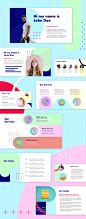 (FREE) Pastel Pattern Presentation Template : Take a look a the complete deck here This PPT template has a modern fun happy patterns look, with pastel colors and detailed backgrounds and 48 different layouts. Perfect for start-up companies, unique pitch d