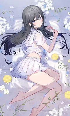 ✔イコモチ（icomochi）作品 动漫美少女 回头 水中 二次元手绘 插画漫画