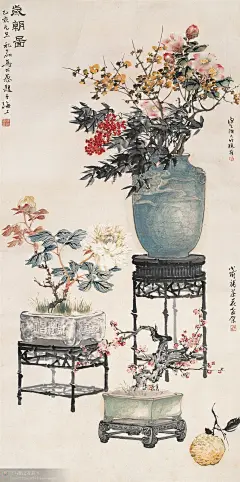 孔小瑜族名宪英，以字行，出身慈溪。祖籍曲阜，（1899-1984）。幼承家学，毕业从事国画艺术六十余年，晚年任职安徽艺术学校教授，安徽画院副院长，省人大代表。历任上海文艺书画院画师、安徽艺术学校教师、安徽书画院副院长、中国美术家协擅长花卉博古，在其父亲基础上更追求形象逼真，笔意松动逸格，三四十年代已独步画坛。并刻苦练就了强记默写的本领，从三代青铜器外，广涉人物、翎毛、走兽、鱼虫手到形俱，呼之欲出，无所不精，其出众的表现力人称任佰年后第一人，为海上画派代表之一，代表作有岁朝图、四季平安、国运鼎盛等。会安徽分