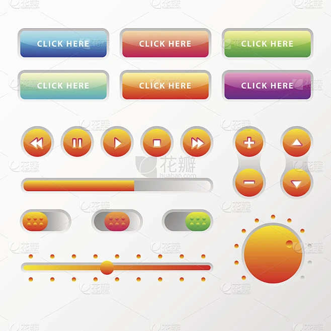 Web UI UX音乐元素设计集:按钮，切换器，滑块图片_其他图片图片素材-花瓣网