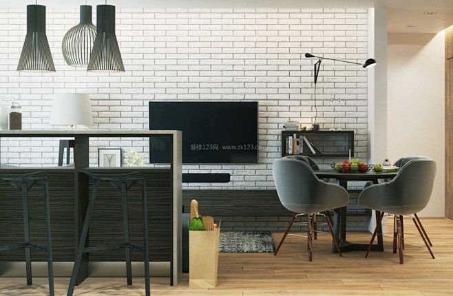 单身公寓北欧电视墙装修设计效果图