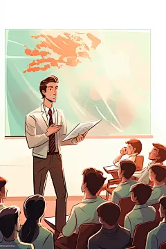 老师上课校园形象扁平风插画