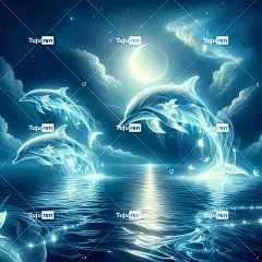 娇嫩的海豚 夜海 魅力 宁静 发光水域 星空 神奇 梦幻般的