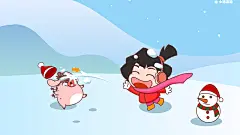 小猪滚滚圣诞节卡通桌面壁纸 - 第1张