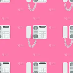 电话机,四方连续纹样,分离着色,白色,商务,粉色,几何形状,无线电通信装置,塑胶,重复