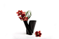 Contemporary Minimal Triple Black Steel Flower Sculptural Vase, In Stock USA For Sale at 1stdibs