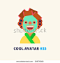 Cool avatar #35. Funny housewife with cosmetic mask on her face and curler friendly smiling. Modern design. Vector icon in flat style.