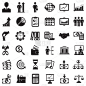 Business Icons. Black Flat Design. Vector Illustra