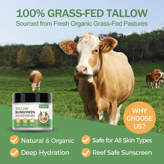 Amazon.com: Wagomars Tallow Sunscreen SPF 30 - Non-Toxic Natural ...