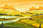 Rural landscape. Vector illustration by Krol on @creativemarket Web Design, Vector Design, Vector Art, Vector Illustrations, Graphic Design, Landscape Background, Animation Background, Sunset Landscape, Landscape Design