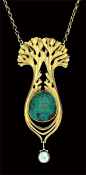 Art Nouveau Pendant Gold Turquoise Pearl French, c.1900