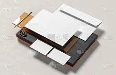 企业身份文具模拟孤立在现代风格的背景。模拟品牌身份。三维演示