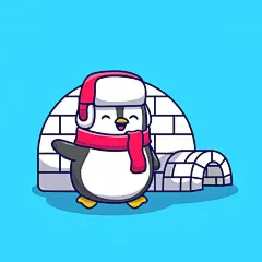 企鹅和雪屋，卡通矢量图插画矢量图设计素材