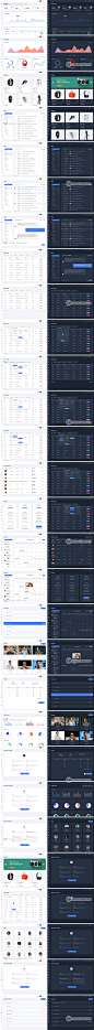 双配色暗色主题简约后台管理数据管理仪表盘UI界面模板素材H004