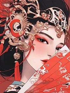 国潮风精致古风美女插画 (4)_看图王