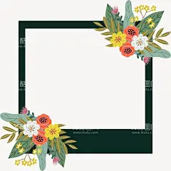  花卉边框   - 源文件下载【酷图网】卡通,创意,清新,春天,花卉,边框,元素,