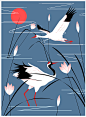 鸟北极熊长颈鹿猴子火烈鸟天鹅猫头鹰猫手绘插画节气海报psd素材-淘宝网