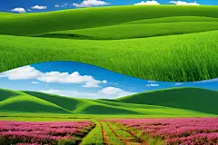 草原全景大草原蓝天白云摄影图