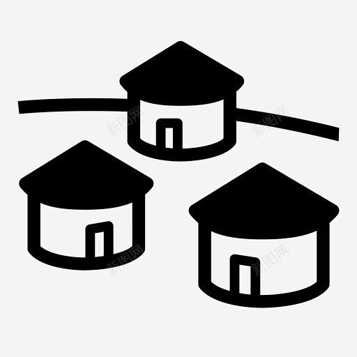 村庄红十字会小屋图标 标识 标志 UI图...