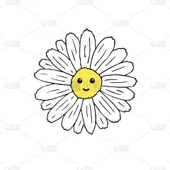 向量手绘涂鸦素描雏菊菊花与脸