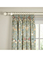 BuyMorris & Co. Strawberry Thief Pair Lined Pencil Pleat Curtains, Duck Egg, W167 x Drop 137cm Online at johnlewis.com