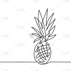连续线形绘制菠萝概念水果矢量图