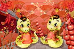 春节,中国文化,庙会,传统文化,传统庆典_271c4fc85_蛇宝宝逛庙会_创意图片_Getty Images China