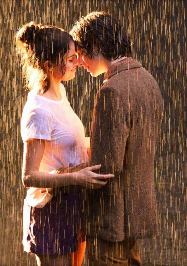 光影 亲吻 雨 湿发 双人 构图 ​​​...