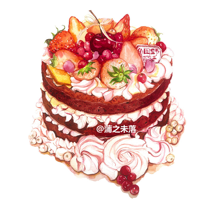 水彩 手绘 甜品 蛋糕 甜品美食推荐 美...